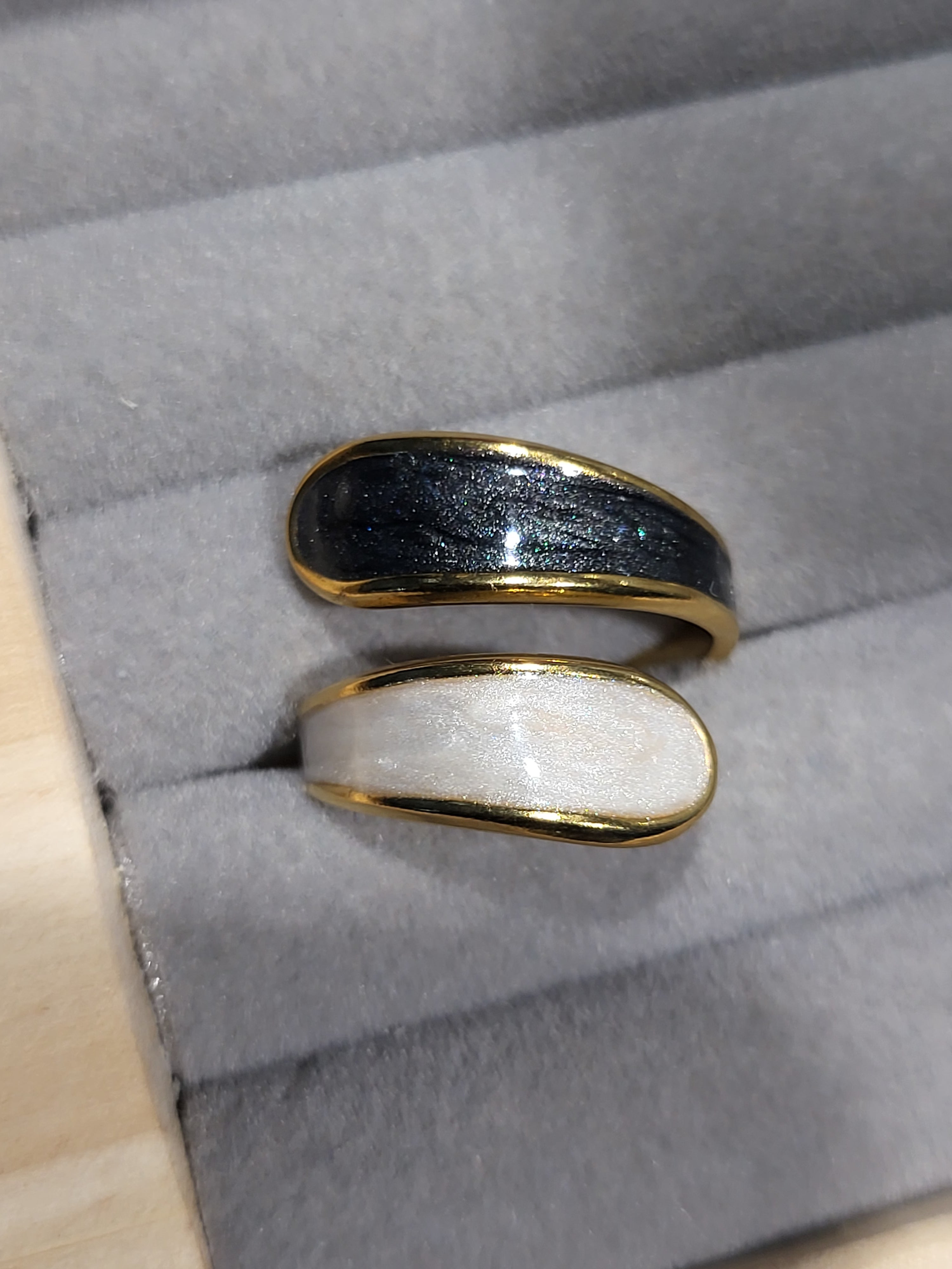 White and black ring