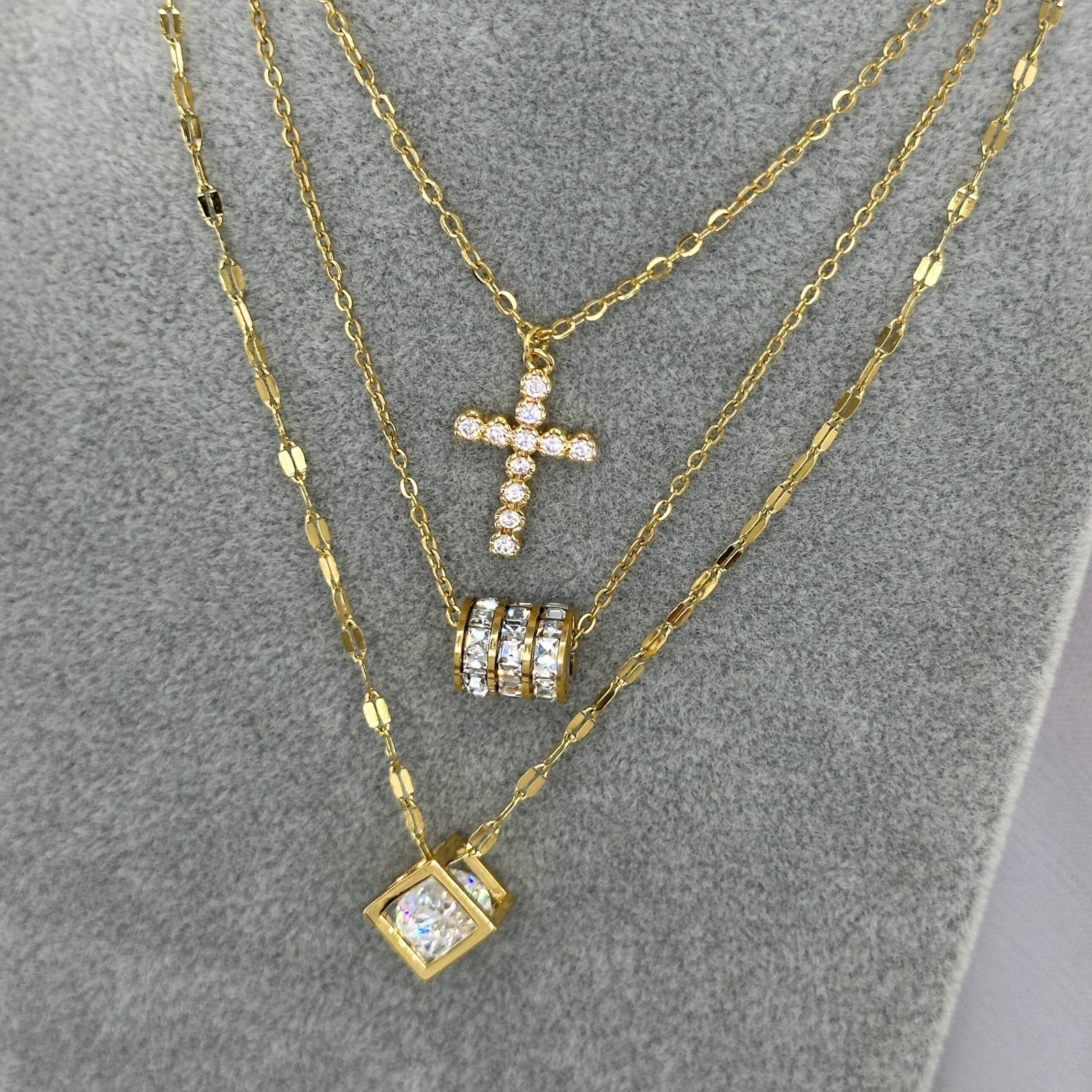 Cubic Zirconia Cross 18k gold plated Necklace