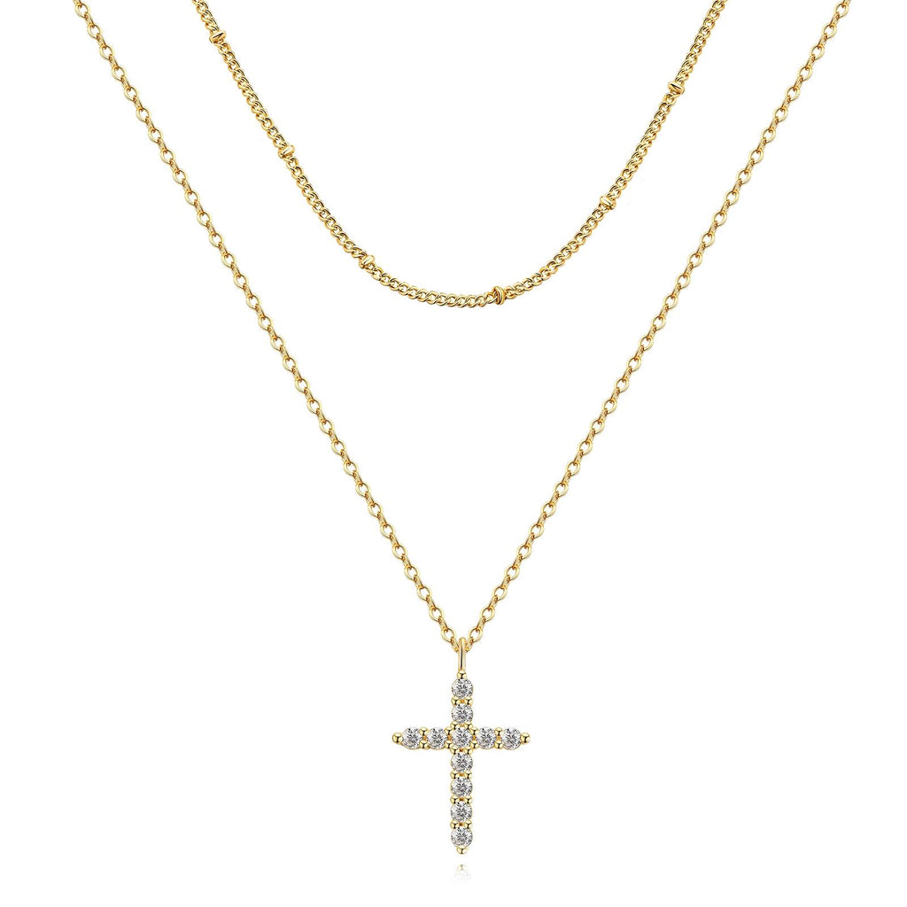 Cubic Zirconia Cross 18k gold plated Necklace