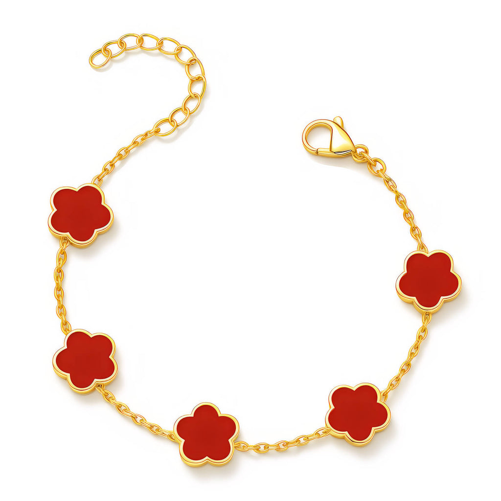 Red Flower Meadow 18k gold plated bracelet