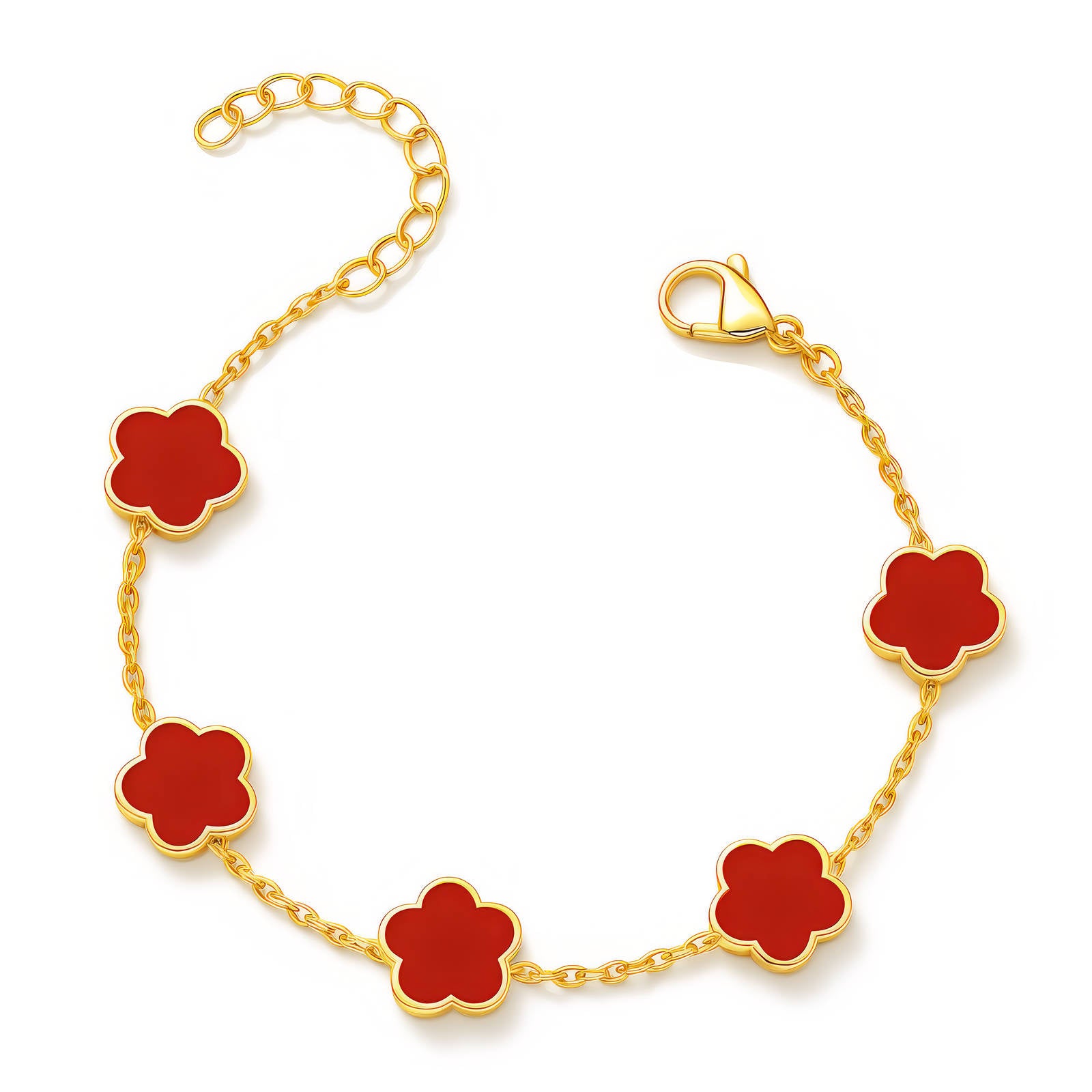 Red Flower Meadow 18k gold plated bracelet