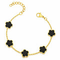 Black flower meadow 18k gold plated bracelet