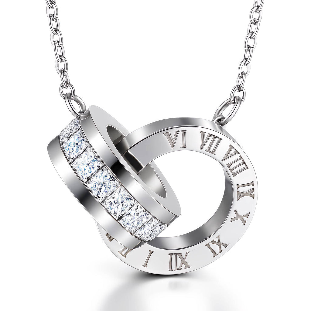 Roman numbers silver necklace