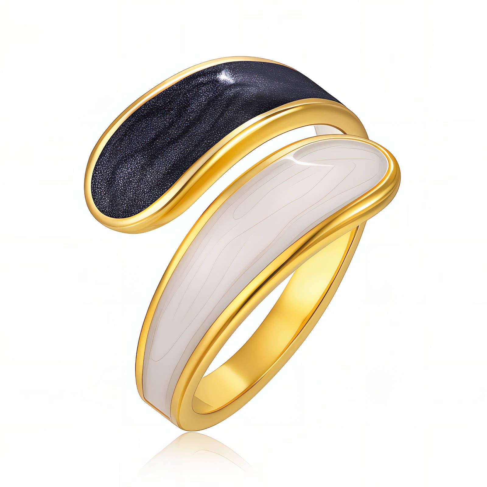 White and black ring
