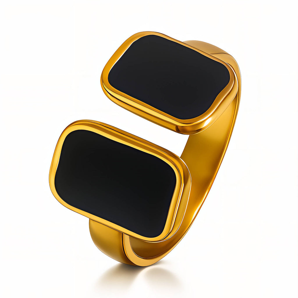 Black Zirconia 18k gold plated Ring