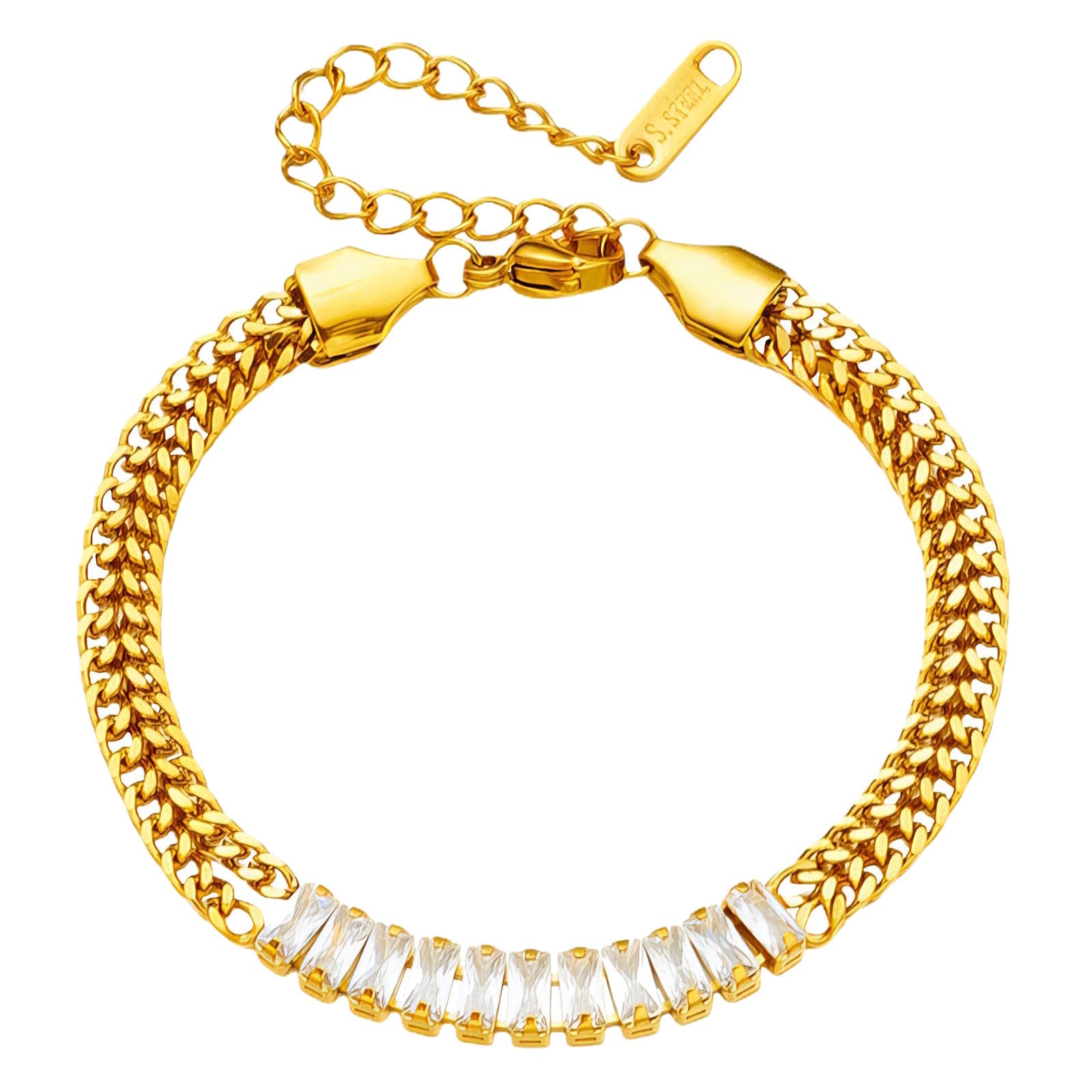 Clear Cubic Zirconia Gold Plated Bracelet
