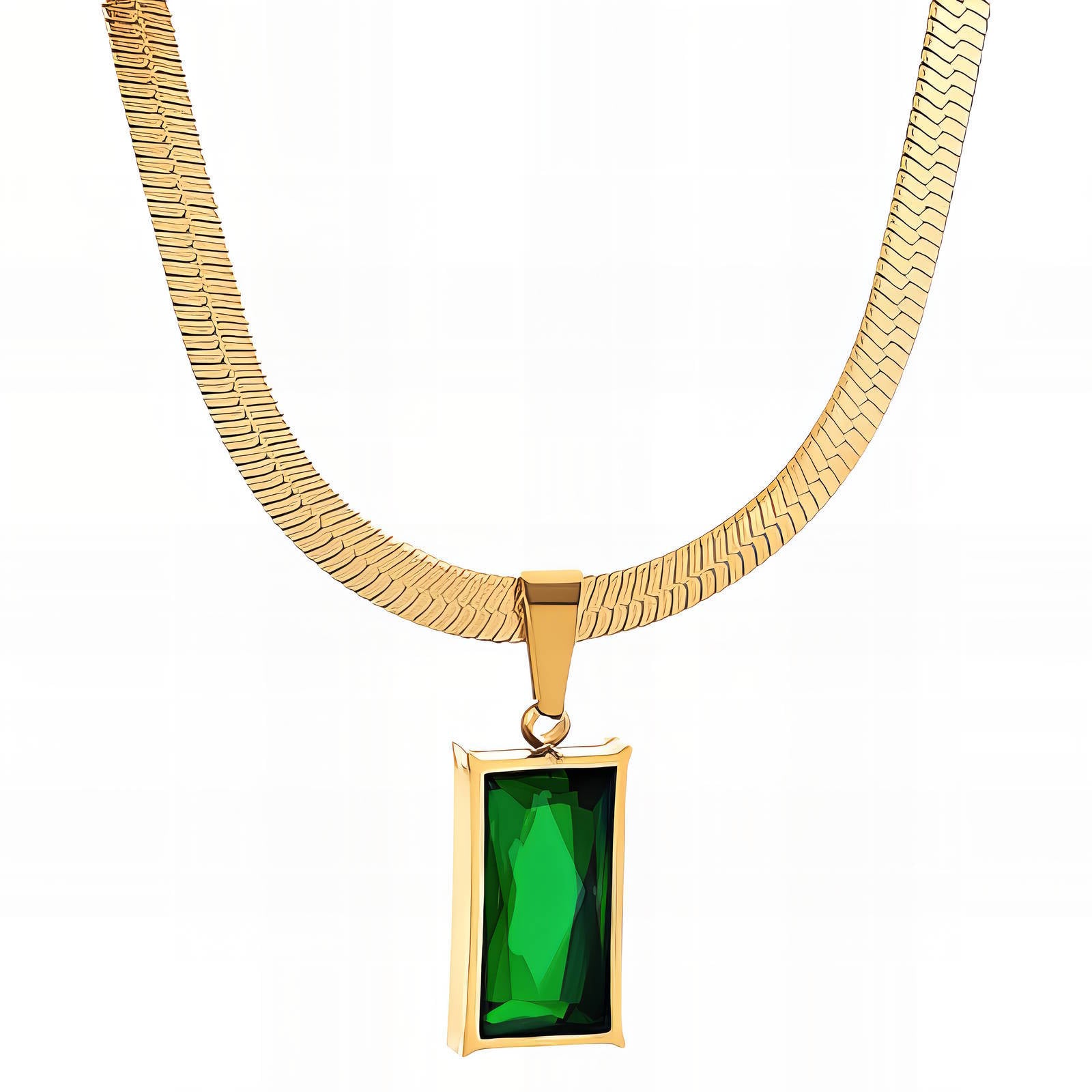 Green Pendant stainless steel Necklace